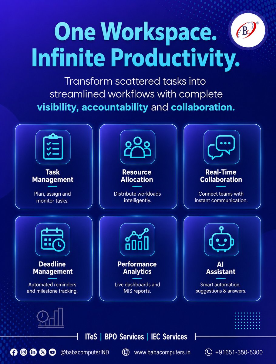BabaComputerIND's tweet photo. 🚀 Ready to boost your team's productivity?

Manage tasks smarter with our Task Management System (TMS). Streamline workflows, improve collaboration, and track progress—all in one platform.

📅 Book your demo today!
📞 +91 651-350-5300
🌐 https://t.co/zPZsCc2xLj

(1/2) https://t.co/cdzNfuTTCc