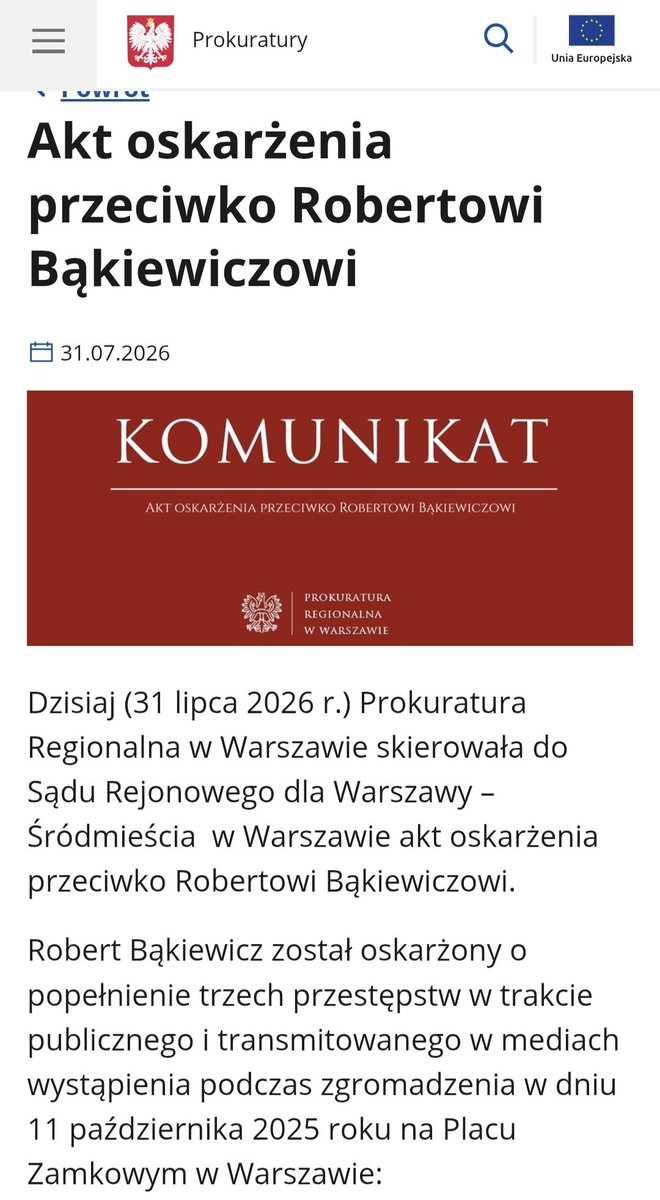 ObserwatorXY's tweet photo. Akt oskarżenia przeciwko Robertowi Bąkiewiczowi! https://t.co/Qh9KXKYENx