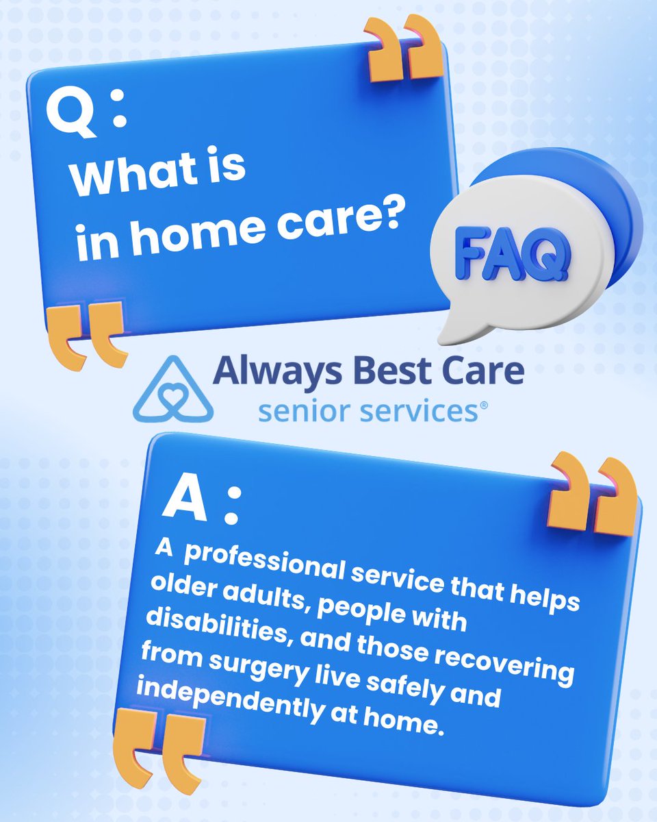 abcdenverW's tweet photo. What senior care questions do you have? Let us know!

⭐Always Best Care provides in-home care in Denver &amp; surrounding areas. ⭐

#FAQ #InHomeCare #SeniorCare #SeniorServices #AskYourQuestions https://t.co/cXVRvw2FDI