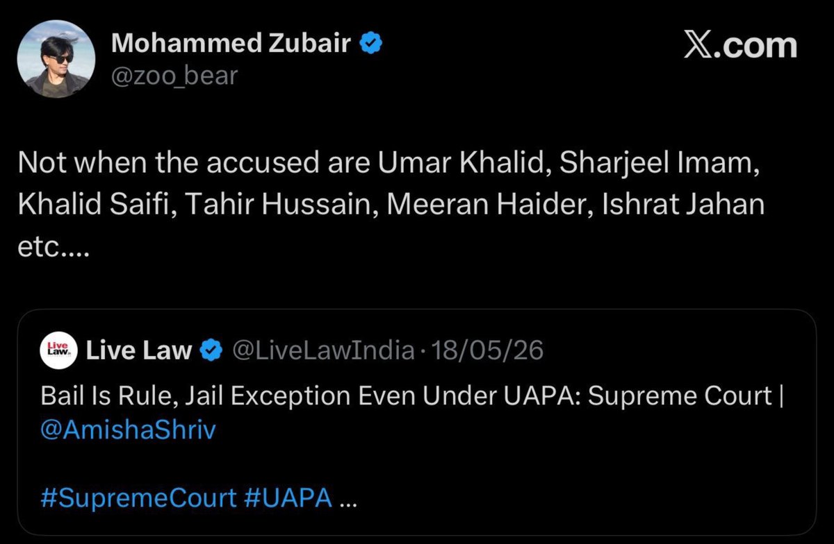 HPhobiaWatch's tweet photo. Kanglu @zoo_bear surrogate father Tahir Hussain sentenced to Life imprisonment 

Kanglu was defending him just 3 months ago. Umar, Saifi and Imam next https://t.co/hsw2B1WKAP