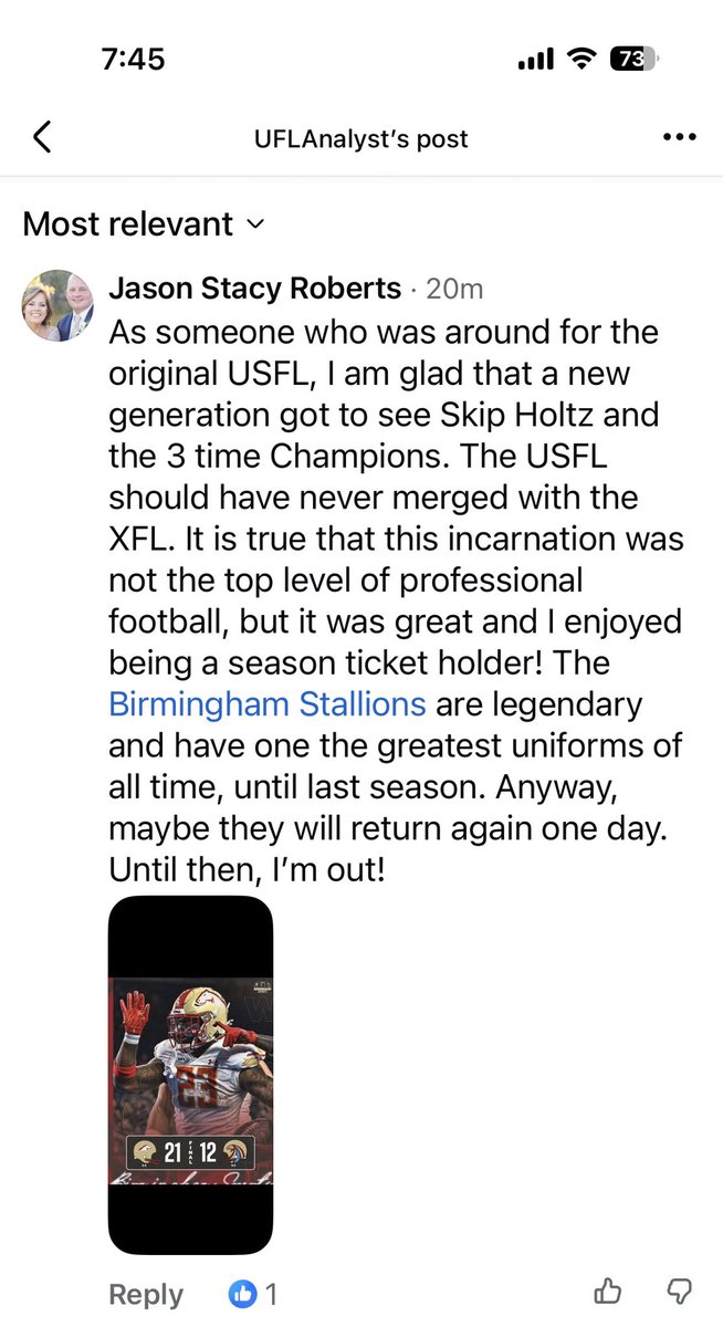 jrobe329's tweet photo. @CoachSHoltz @jMar_Smith You guys did it the right way! #USFL https://t.co/eg8VNfCwwM
