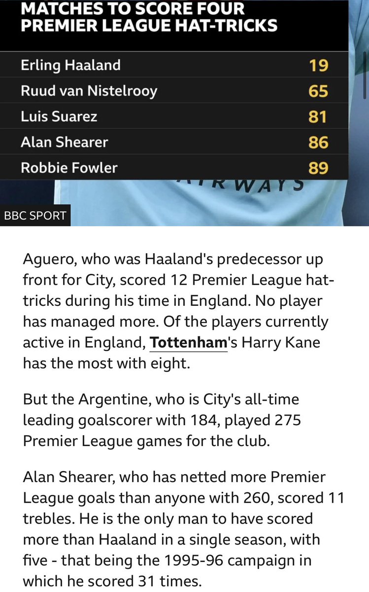 RealJohnnyPoker's tweet photo. 😅 What’s the losing bet that still annoys you years later?

Before a ball was kicked in Erling Haaland’s debut season, I had £30 @ 250/1 on him to score 6+ Premier League hat-tricks, breaking Alan Shearer’s single-season record of five.

He hit three Premier League hat-tricks in his first 10 games, then later scored back-to-back hat-tricks against RB Leipzig (ECL) and Burnley (FA Cup)…

…only for Pep to substitute him after braces against Southampton and at half time for Leicester 😭 .

City went on to win the Treble. Haaland finished with four Premier League hat-tricks.

I’ll never forgive Pep for those substitutions. 😂