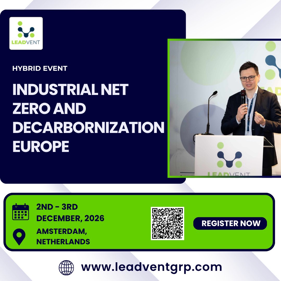 leadvent's tweet photo. Join the Industrial Net Zero &amp; Decarbonization Summit to drive industrial transformation!, Amsterdam, Netherlands, Date: 2nd -3rd December, 2026 Register here:https://t.co/Xn1a1HzQ2Z
https://t.co/oZJfnragbH
#IndustrialNetZero #NetZero #events https://t.co/4WsB403otU