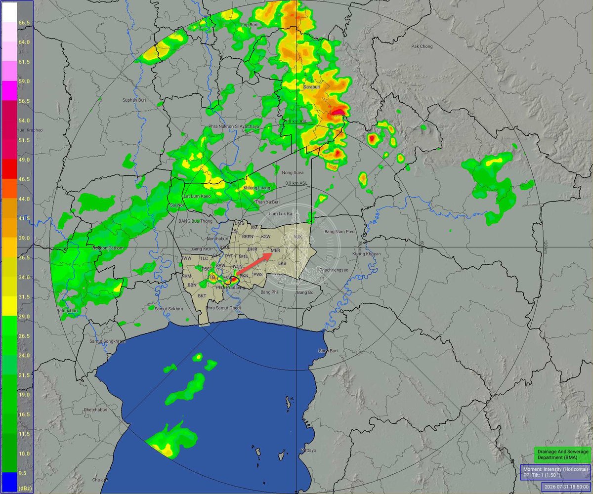BKK_BEST's tweet photo. วันที่ 31 กรกฎาคม 2569 เวลา 19.00 น. / ฝนเล็กน้อยสลับปานกลางเขตจอมทอง ราษฏร์บรูณะ ยานนาวา คลองเตย  พระโขนง บางนา เคลื่อนตัวทิศตะวันออกเฉียงเหนือ แนวโน้มคงที่ / ปริมาณฝนรวมสูงสุดที่เขตจอมทอง 9.0 มม. https://t.co/tVSpHlWGKw
