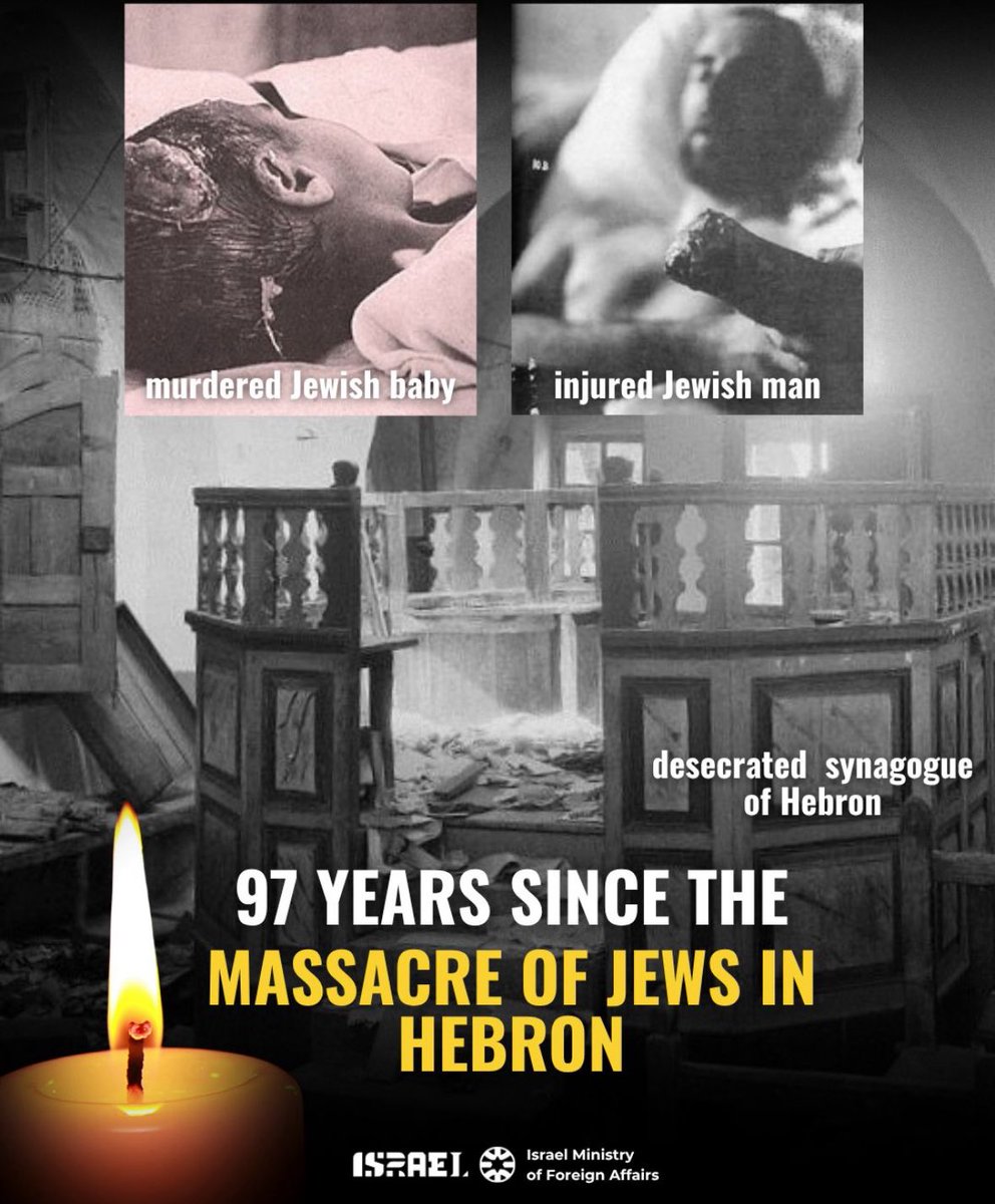 dannydanon's tweet photo. Today, we commemorate the 1929 Hebron Massacre, when 67 Jews were murdered by their Arab neighbors. The attack brought an end to centuries of continuous Jewish life in the city.

The hatred that fueled this massacre has not disappeared. It continues to drive terrorism against Israelis to this day.

We remember the victims of Hebron and will continue to stand for the Jewish people’s right to live in security in their homeland.