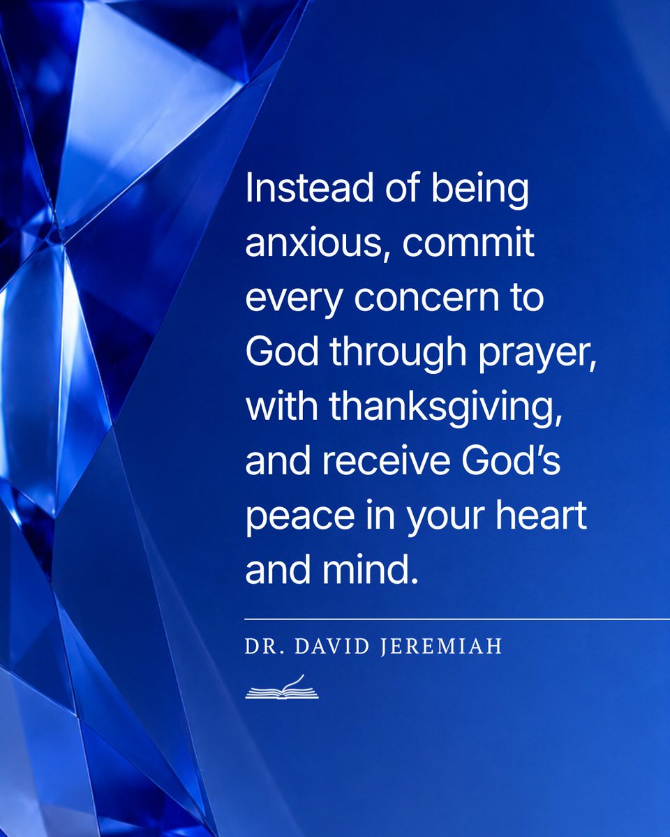 davidjeremiah's tweet photo. Anxiety grows when we carry burdens God never intended us to carry alone. Prayer is the invitation to place every concern into His hands and trust Him with what we cannot control. When we bring our worries to God with a thankful heart, His peace guards ours. https://t.co/JvzfZicmD3