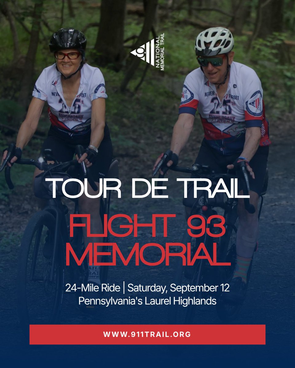 911trail's tweet photo. Saturday, September 12 marks our 8th Annual Tour de Trail: Flight 93 Memorial — a 24-mile ride through Pennsylvania's Laurel Highlands ending with a loop through the Memorial grounds. 

Register at https://t.co/nniA5QB1ej https://t.co/MygjQkciba