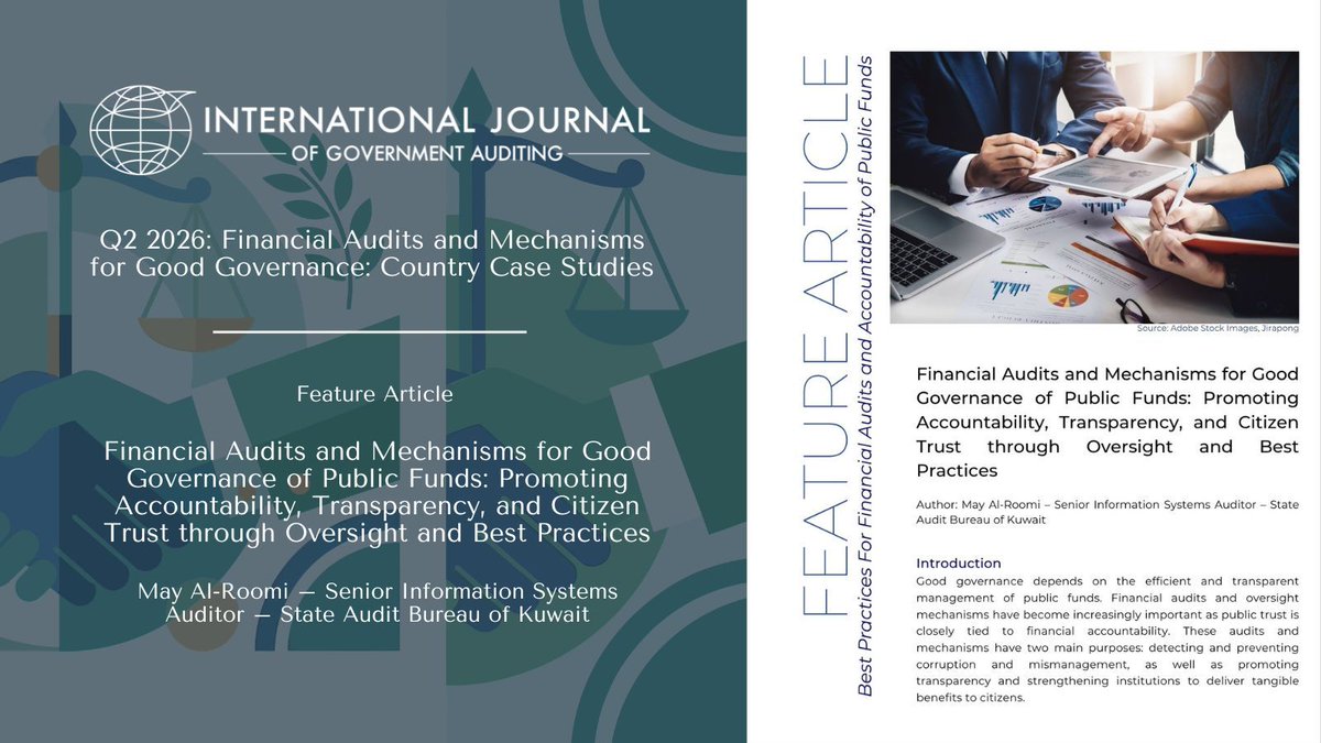 INTOSAIJournal's tweet photo. Good governance depends on the efficient &amp; transparent management of public funds. Financial audits &amp; oversight mechanisms have become increasingly important as public trust is closely tied to financial accountability. Read the article from #SAI #Kuwait: https://t.co/E65bSUj2gZ https://t.co/SM2KgzuVsb