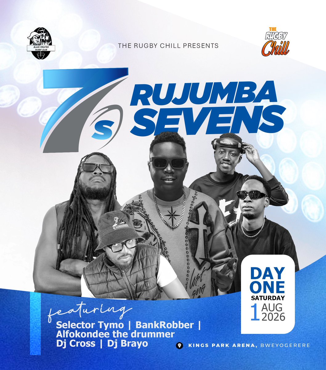 piratesrugbyUG's tweet photo. Entertainment line up for the #Rujumba7s 

COME ON YOU PIRATES 🏴‍☠️ 

#StanbicPirates ll #RokeWithPirates ll #VisitKPA ll #PiratesStrong https://t.co/rPJycaKO7i