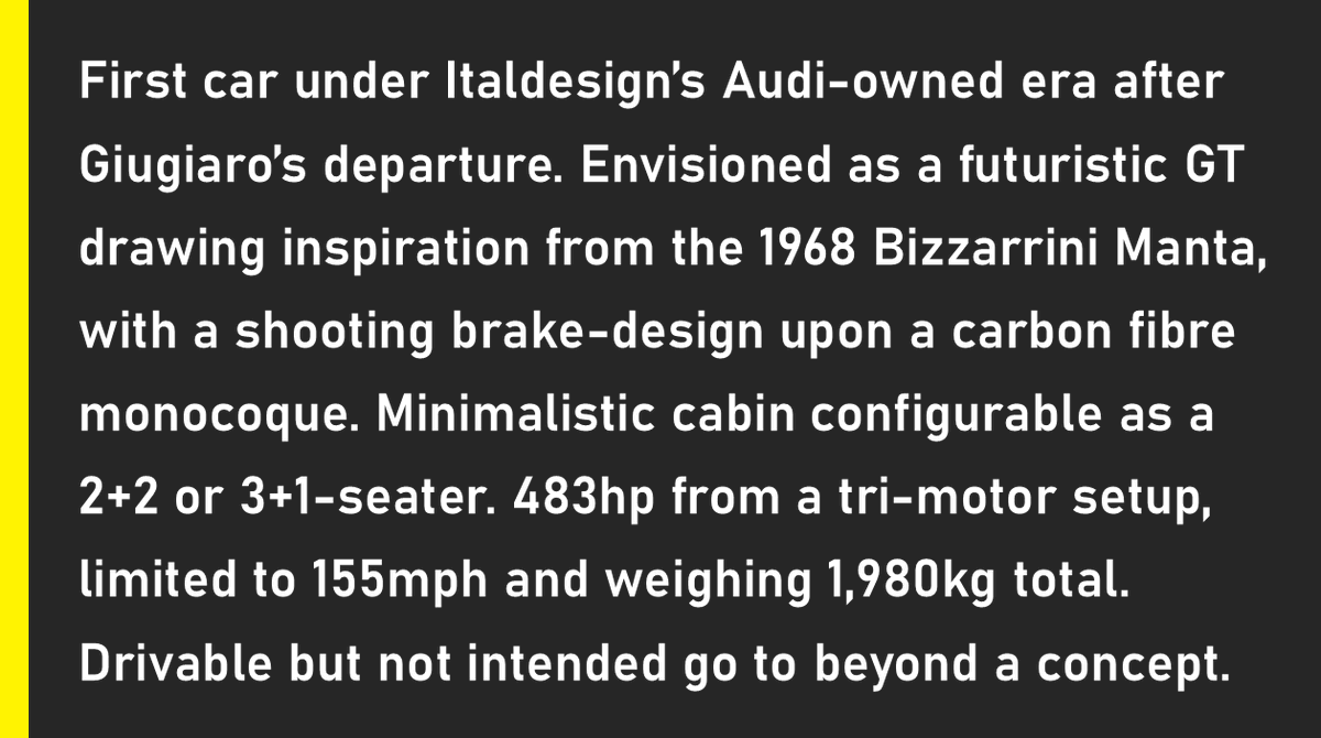 ObscureSupercar's tweet photo. 🇮🇹 Italdesign GTZero
2016 • 3 electric motors • 483bhp • 155mph
📸 Italdesign
#osotd #supercars #italdesign #shootingbrake https://t.co/GVipWI6zol