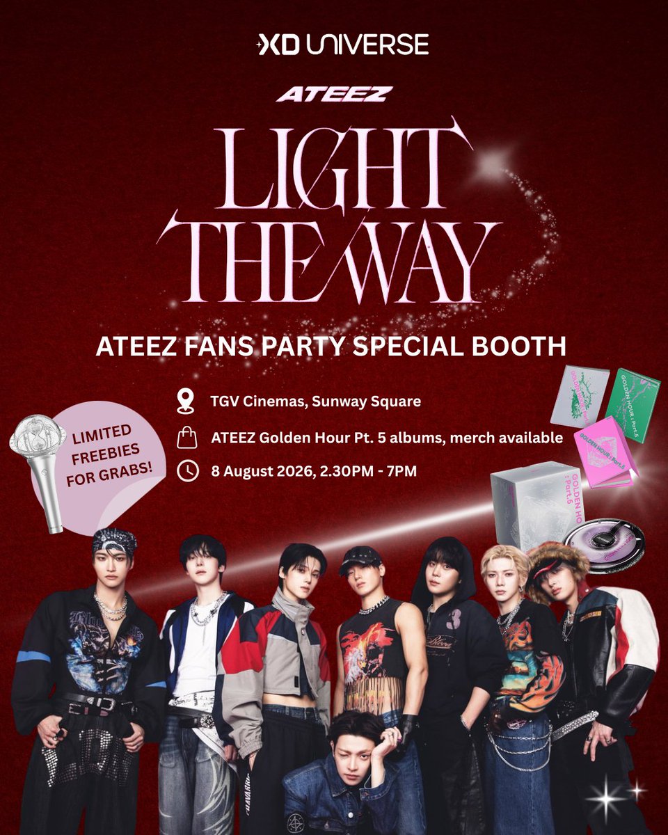 xduniverse_my's tweet photo. ATINYS! XD UNIVERSE is back for you! ❤️
📍 Catch us at:
Level 2, TGV Cinemas @ Sunway Square Mall
🗓️ 8 August 2026 (Saturday)
⏰ 2.30PM – 7PM
ATINYs are the real baddies yeah? Let’s make this fanparty LOUD 🔥
#ateezconcert #ateez https://t.co/xSTPPCDIKv