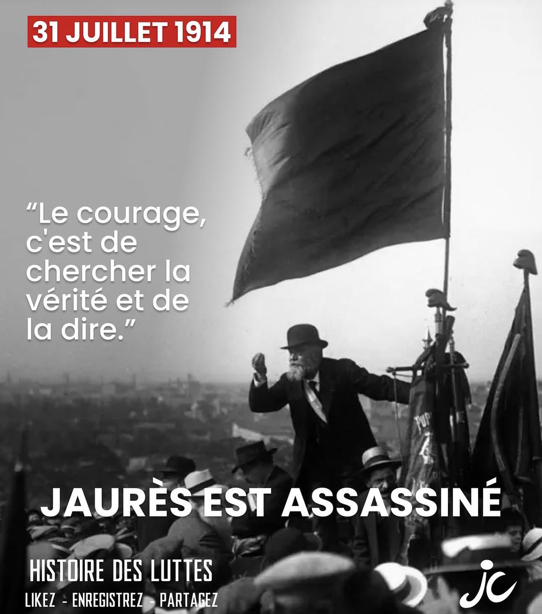 dany_dubd's tweet photo. Le 31 juillet 1914, on a tué le dernier homme qui pouvait empêcher la guerre.

Trois jours plus tard, la boucherie commençait. Quatre ans. Dix millions de morts.

Jaurès avait raison. C’est pour ça qu’on l’a tué. https://t.co/V3kcql4WN7