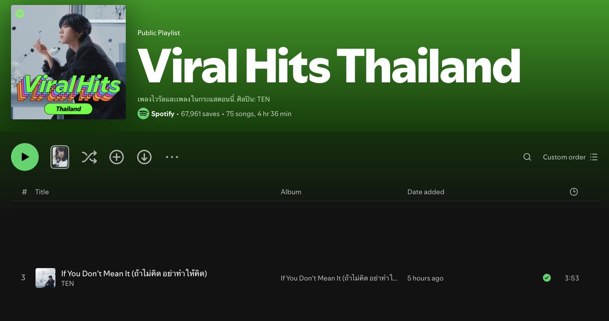 tenlee_team's tweet photo. Spotify’s Playlist update about TEN 💜

Viral Hits Thailand  
🐱https://t.co/uysswldq14
T-Pop Now
🐱https://t.co/6s2HoE6gXp
ฮิตติดกระแส
🐱https://t.co/iLsE9hBchc

#เตนล์ #TENLEE #TEN #텐 #TEN_IfYouDontMeantIt #TEN_ถ้าไม่คิดอย่าทำให้คิด
@TEN_offcl @illimnt https://t.co/JWXFEA08yF
