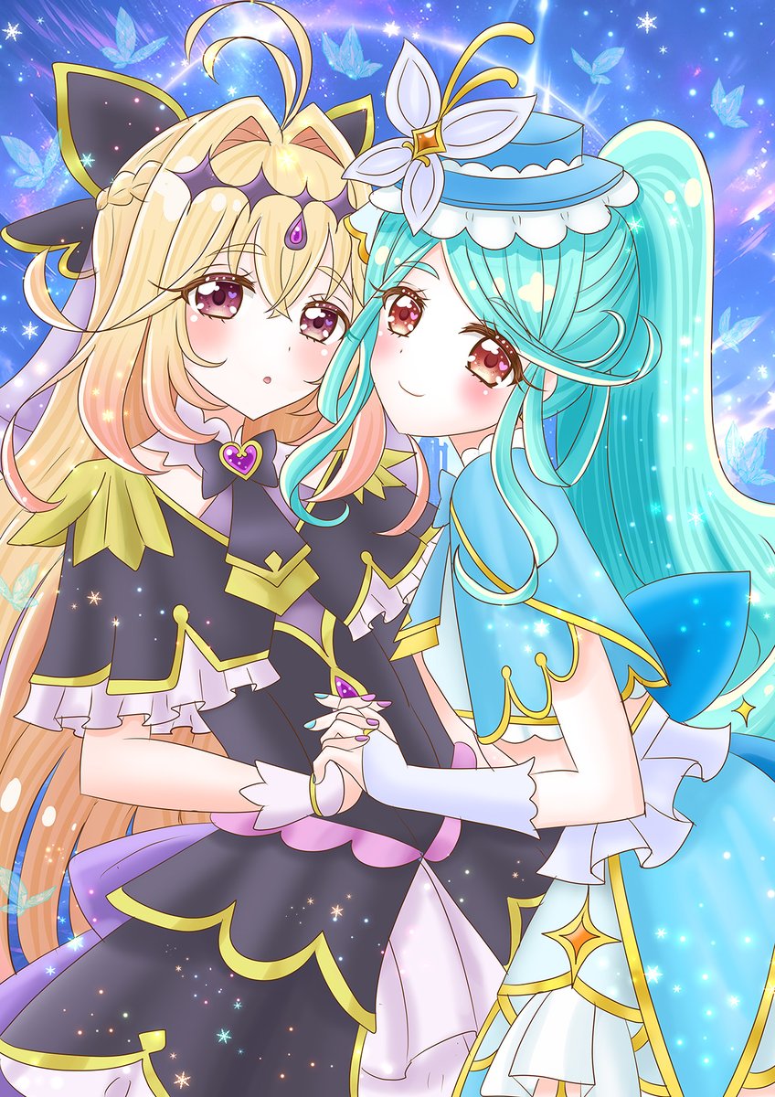 pict_pear's tweet photo. #今月描いた絵を晒そう
キュアエクレールちゃんとキュアアルカナ・シャドウちゃんに脳を焼かれた１ヶ月でした。くれあさんとるるかちゃんの今後、気になります🦋
#たんプリ #precure https://t.co/iNygKHwtKM