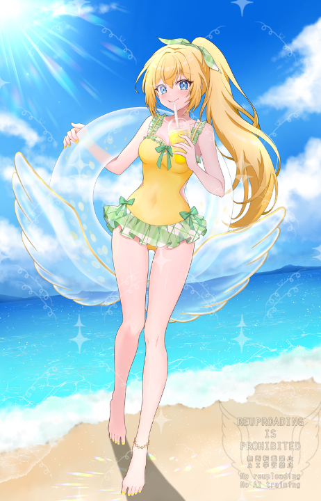 _xx_mea_xx_'s tweet photo. #新人VTuber
#おはようVtuber
#OSHIPO
おはメア໒꒱

今日から8月だよぉ໒꒱
暑さも厳しくなっていくから水分補給しっかりね໒꒱

メアは海に遊びに来たよぉ໒꒱

天使の羽が付いてる浮き輪可愛いでしょ？？໒꒱

みんなも一緒に夏を満喫しようね໒꒱

こちらネットプリント出来ます໒꒱
お近くのローソン、ファミリーマートにて「枠あり」で印刷すると全部キレイにプリント出来るよ໒꒱