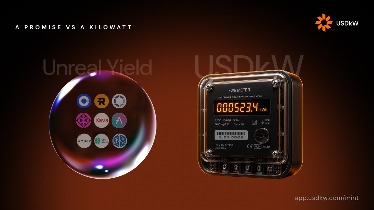 USDkW_'s tweet photo. Most DeFi yield is a promise
Ours is a kilowatt ⚡
https://t.co/T9BI2IlSbv
#RWA #DeFi #USDkW #RealYield #SolarEnergy #Web3 #ProofOfGeneration #YieldBearing https://t.co/aOaQbgcIYe