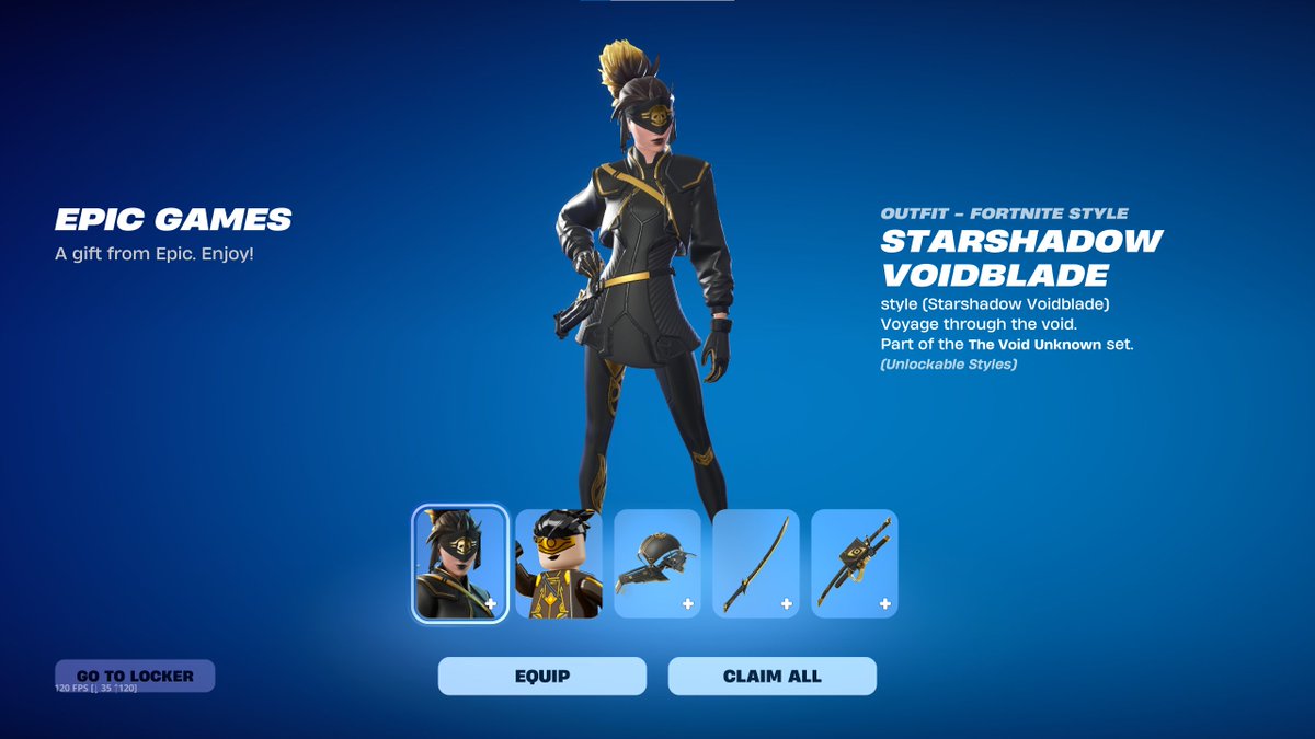 Its_Stug's tweet photo. Reminder that if you gift the battlepass to someone that does not have it, you get a free Shadow variant of the Voidblade set.

Don't know if it's exclusive or not. 🤔 https://t.co/yh52dKFKcT