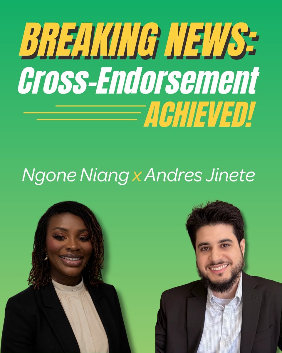 andresfjinete's tweet photo. Proud to share that we've been cross-endorsed by Ngone Niang, candidate for Minnesota State Senate District 39. Our campaigns are built on the same values, and I couldn't be more excited to have her in our corner.

@GreenPartyUS @MnGreens @GreenPartyofNJ @GPUSyouth https://t.co/zLAnIp3n6j