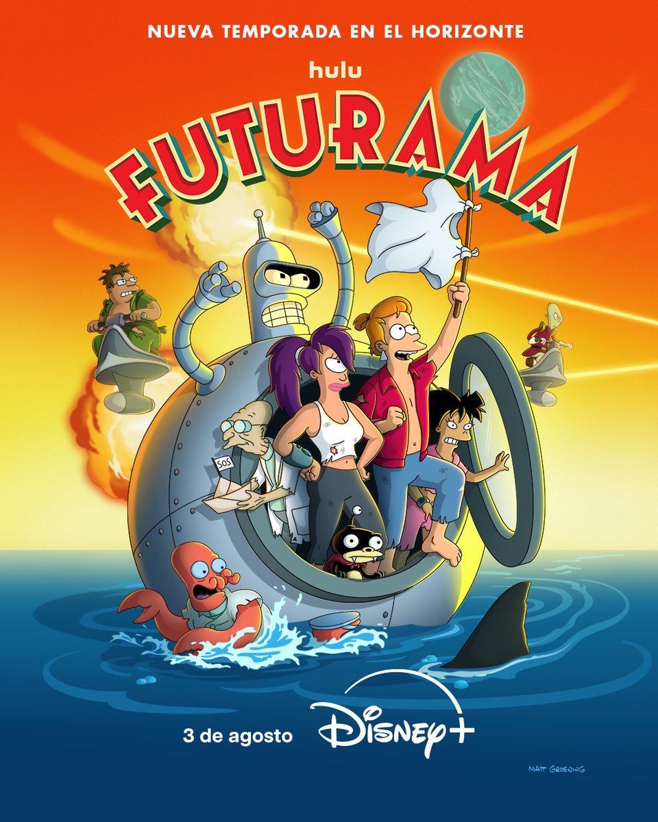 DisneyPlusES's tweet photo. Traemos noticias del año 3000. Los dos primeros episodios de la nueva temporada de #Futurama llegan el lunes. https://t.co/xc49ZzCs68