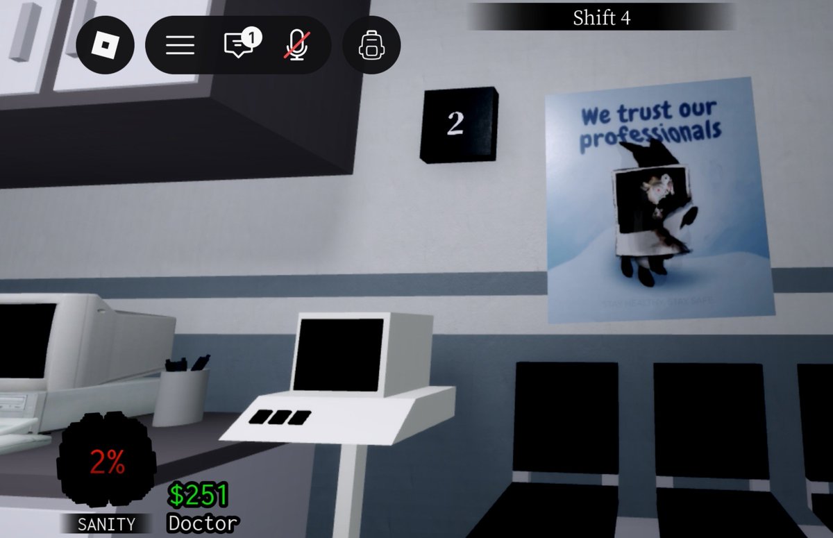Meilynxvv_'s tweet photo. I don't know if someone ever pointed that out BUT some wall posters change when you're low on sanity #animalhospitalroblox #animalhospital https://t.co/9TFjIeJxER