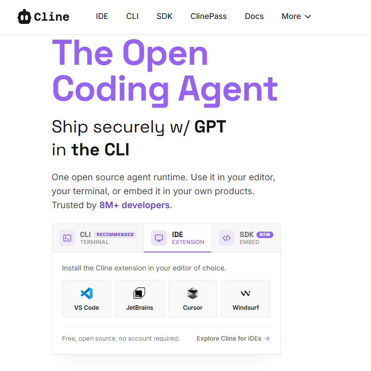 qilua02's tweet photo. @tranletrongvan Yeah for sure! You can just install the Cline extension directly in Cursor from the extensions tab. https://t.co/wTovFq9Eea