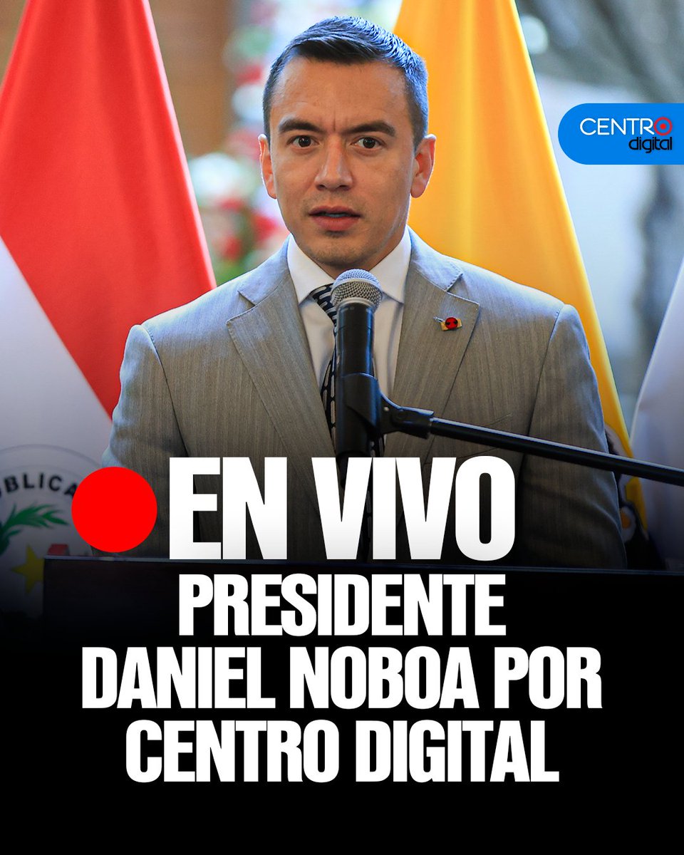 radiocentroec's tweet photo. 🔴¡SINTONIZA EN VIVO!

Sigue la entrevista del presidente @DanielNoboaOk  hoy viernes 31 de julio. El primer mandatario conversará sobre seguridad, economía y las obras clave para el país. 

Conéctate de inmediato a la transmisión digital desde YouTube Live📲 https://t.co/x9O9pTicCu