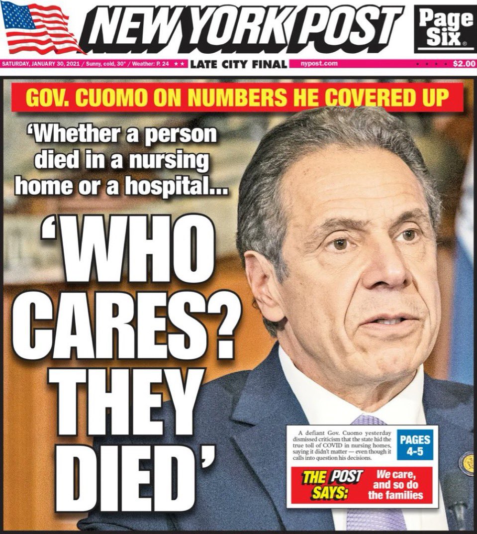 JaniceDean's tweet photo. I know Plead the Fifth Fauci is the headline, but PLEASE don’t forget what this tyrant did! There is still a @TheJusticeDept criminal referral into @andrewcuomo for willingly lying to congress about thousands of nursing home deaths and his administration’s attempt to cover it up. https://t.co/MBqKNMSW68