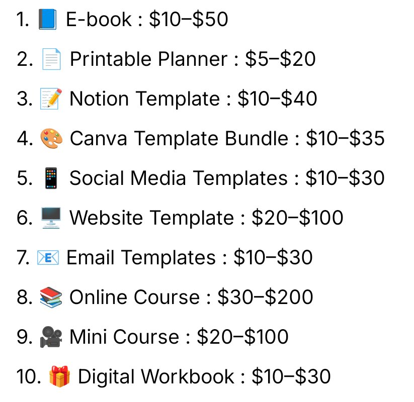 prog_naveed's tweet photo. Digital products are the cleanest business model in 2026.

• 0 shipping costs
• Create once, sell forever
• 90%+ profit margins

If you're stuck on what to make, start with these 10 ideas (and what to price them at) 👇 https://t.co/7SQh0kdkRr