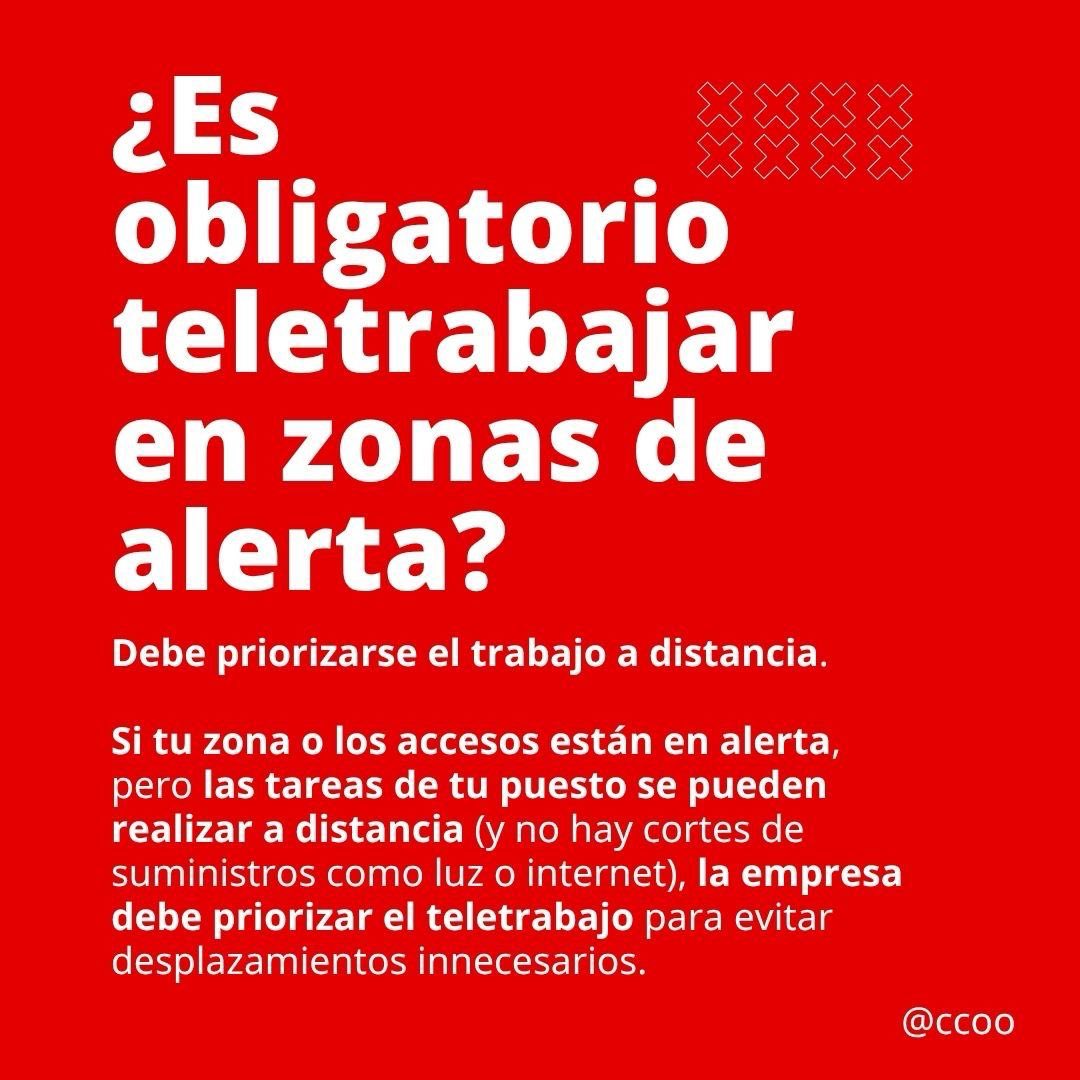 CCOO's tweet photo. Ante los riesgos derivados por el fuego, la legislación te protege. 

Debes saber que tienes derecho a no acudir a trabajar si tu salud peligra, tus ausencias están justificadas y dispones de hasta 4 días de permiso retribuido. https://t.co/0XkryaBfc5