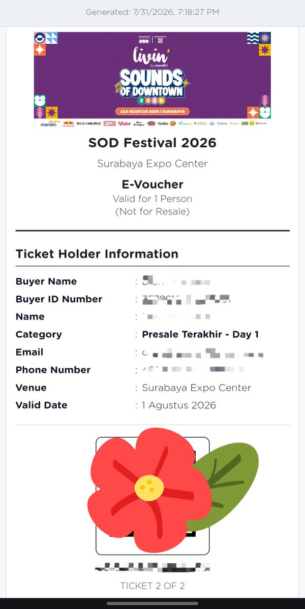 bajiflies's tweet photo. want to sell tiket sod festival day 1 ada 2 tiket, take 2 all 300k. Dijual karena ada urgent kerjaan di semarang malemnya😩😩. Bisa full payment pas cod di venue ya guys. Aku urusin sampe jadi gelang nanti

tag. sod festival wtb wts wtt #sodfestival #soundofdowntown #zonauang https://t.co/LsMFcaH63U