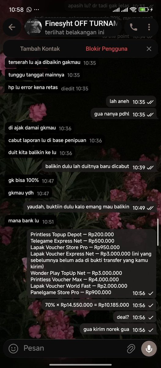 institust's tweet photo. GUA MAU LANJUT UPDATE KASUS PENIPUAN DAN PENGANCAMAN YANG DIALAMI TEMEN GUA. Gua cuma pengen kasus ini viral supaya pelaku kena sanksi sosial, tolong bantuannya https://t.co/WA79SnxDjc