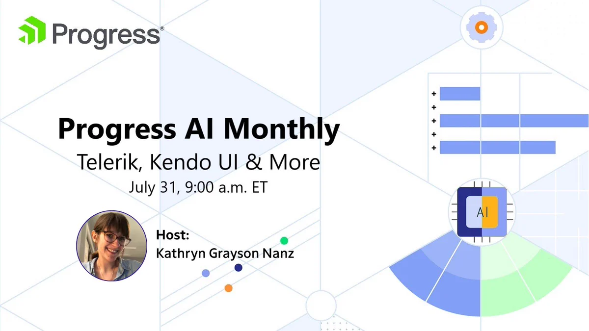 Release livestream banner: Progress AI Monthly: Telerik, Kendo UI, and More