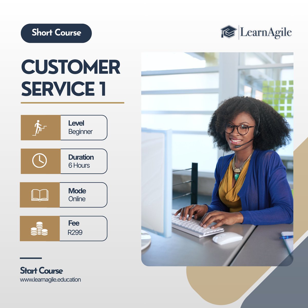 LearnAgile_'s tweet photo. Level up your career with LearnAgile’s Customer Service short course. 

✅️ 6 hours duration
✅️ Only R299. 
✅️ Certificate included.  

Enrol now → https://t.co/a6DnbuUary

#LearnAgile #CustomerServiceTraining #OnlineCourse #skillsdevelopment #careergrowth https://t.co/vtjtveSqN7