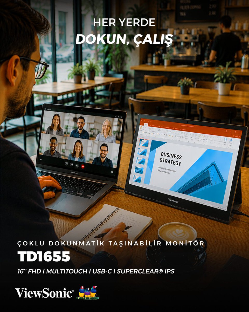 ViewSonicTR's tweet photo. 💼 Çalışma alanın artık sabit değil!

TD1655, 16” Full HD ekranı, çoklu dokunmatik desteği ve USB-C bağlantısıyla her yerde hızlı ve verimli çalışma imkânı sunar. https://t.co/yf4BNcEQzU