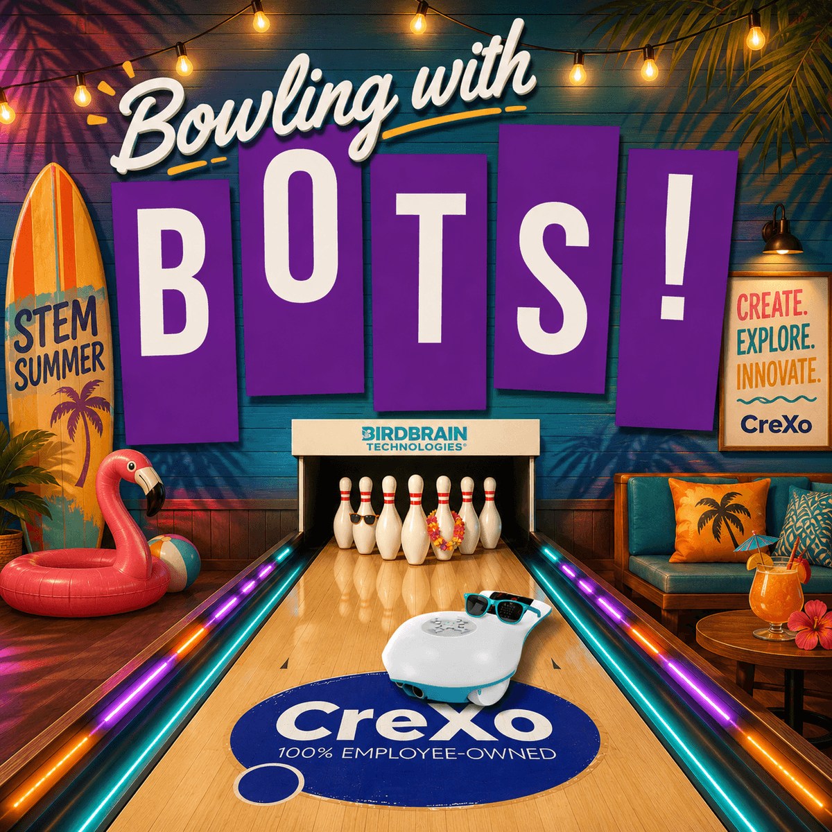 birdbraintech's tweet photo. Coding + bowling = the perfect STEM challenge!

Students use Finch Robot to bowl strikes by programming movement, testing their code, and making improvements along the way. It's a fun, hands-on way to explore coding concepts.

Explore our FREE collection of Finch coding activities, including Finch Bowling: https://t.co/9lARDmFPxK