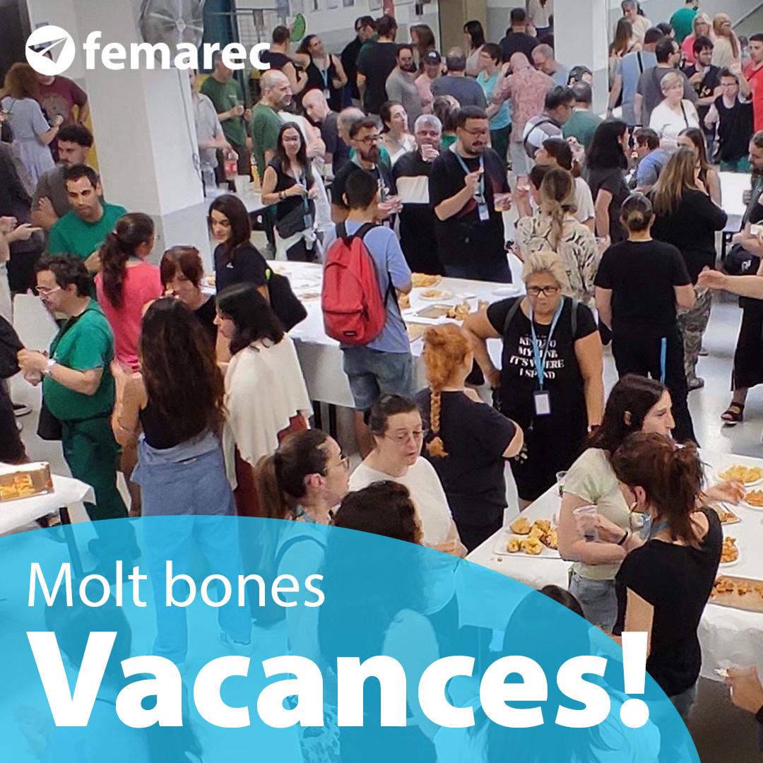 femarec's tweet photo. 👨‍👦‍👦Avui, hem donat la benvinguda a les vacances d'estiu amb un fantàstic pica-pica.
😎Molt bones vacances a tothom, fruïu, volteu, contempleu o simplement, badeu i torneu amb un bon grapat de coses noves per explicar-nos.
😉Cuideu-vos molt i passeu-ho molt bé!!
#vacances #estiu https://t.co/LbIOQpvkZ6
