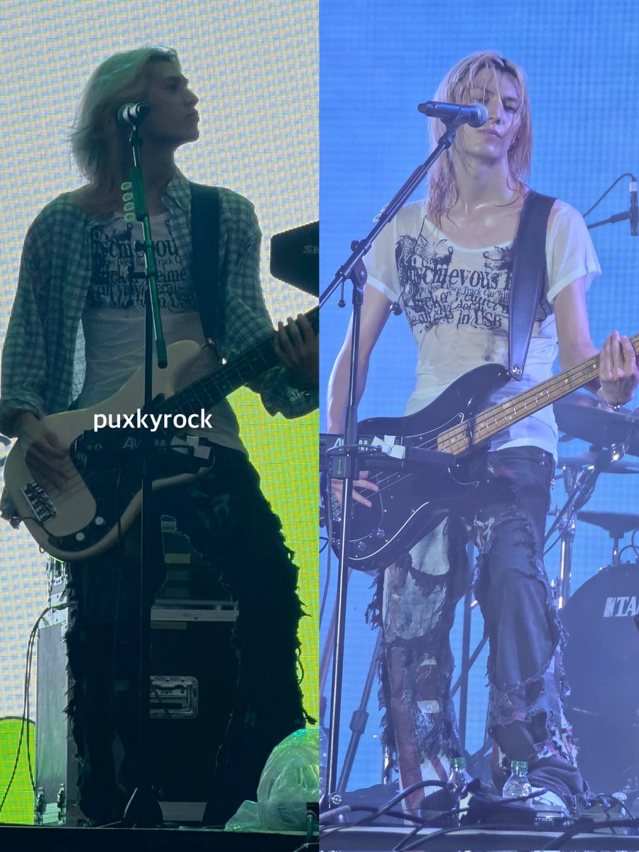 jooyeonsfan's tweet photo. jooyeon at the start vs at the end of their stage performance at incheon pentaport rock festival 😭🤘🏻 https://t.co/nPFQxc2qU2