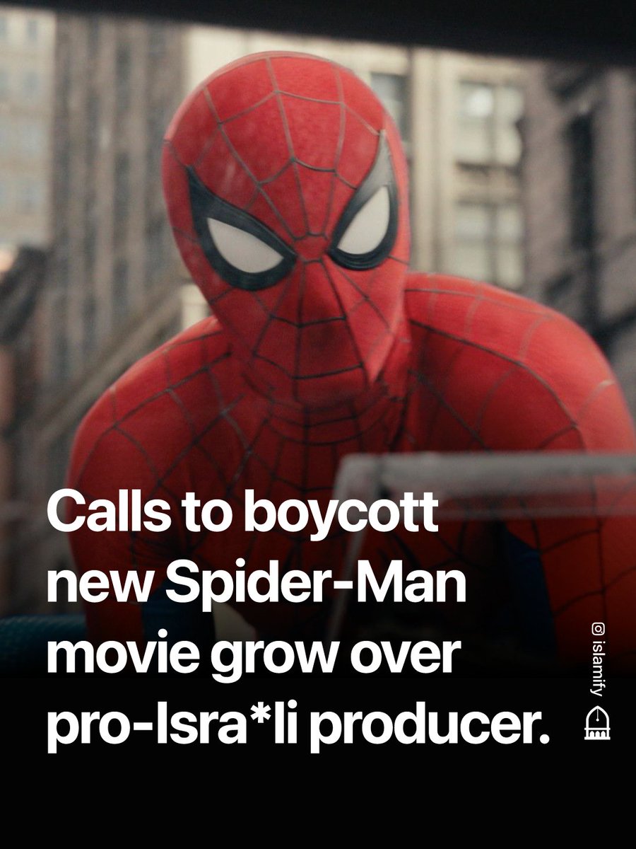 Alhamdhulillaah's tweet photo. Calls to boycott Spider-Man: Brand New Day have grown ahead of the film's release, due the movie being produced by Pro-Isr*eli Avi Arad.

Arad also served in the occupation forces and has publicly expressed support for the occupation, amid the ongoing genocide in Gaza. https://t.co/Gz7ODoqmp3