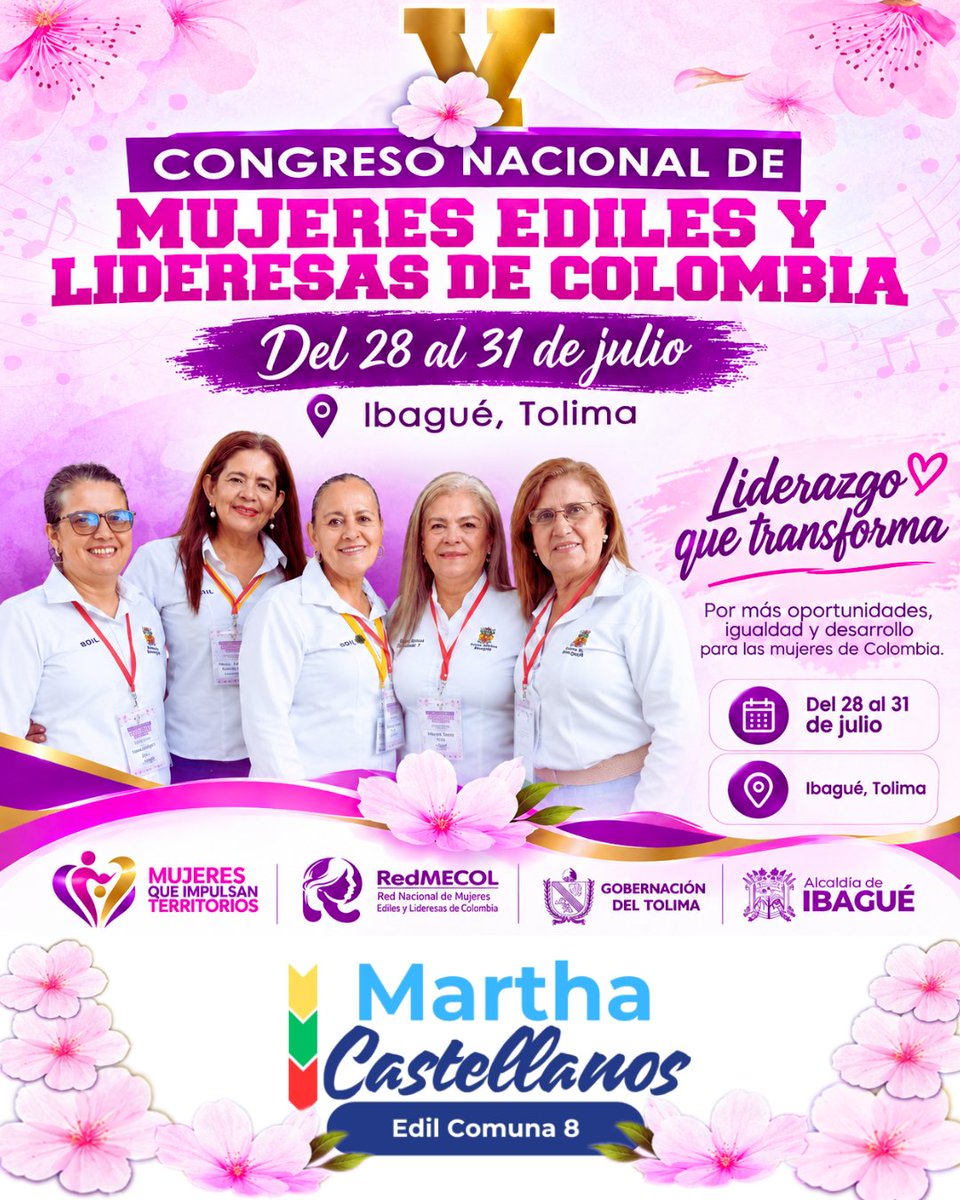 Martha_Castella's tweet photo. Cuando una mujer lidera, un territorio florece 🌸

Representando con orgullo a nuestra Comuna 8 en el V Congreso Nacional de Mujeres Ediles y Lideresas de Colombia, en Ibagué, Tolima. 

📍 Ibagué, Tolima
#MIRA #LiderazgoFemenino #Comuna8Ibagué #VCongresoNacional https://t.co/r5Hyh1NhJR