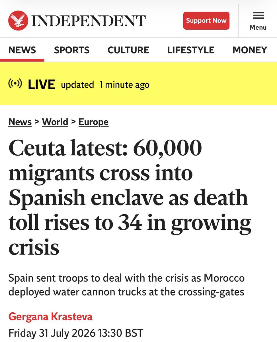 bennyjohnson's tweet photo. The population of Ceuta is 83,000

60,000 illegal migrants have invaded so far.

This is replacement. https://t.co/pOcqmevT0g