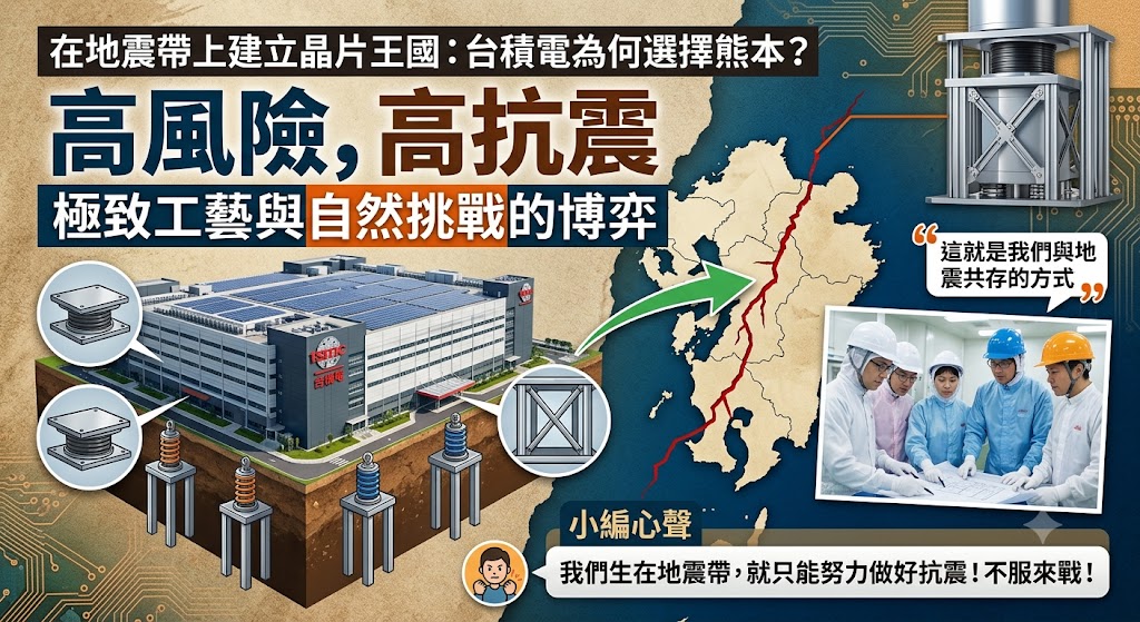 scottncku's tweet photo. 熊本处地震带，台积电为何仍选址此处？
本周熊本7.1级强震一度中断JASM生产，市场再质疑选址，但厂区数日内逐步复产。六十年半导体聚落、在地供应链与约1.2万亿日元补贴的账，显示恢复成本远低于迁移成本。
我的专业解读与全球视角：九州长期是日本“硅岛”，晶圆、设备、材料、客户高度集中，索尼、电装、丰田需求就在旁边。高额补贴与盟友产能分散策略进一步降低机会成本。2016年索尼曾受重创却未撤离并持续扩产，产业用脚投票。台积电高规格抗震设计在此次震度5下验证有效。选址核心不是追求零风险，而是把地震转成可估计的复产与损失变量。实操观察，只要单次期望损失低于放弃聚落与补贴的代价，且避开断层直下型冲击，熊本仍是理性选择。
小编心声：台湾、日本都处地震带，只能把抗震做到位。By Scott