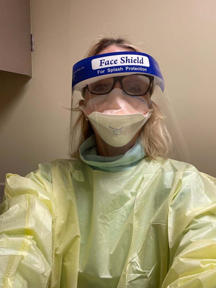 CheriJacobus's tweet photo. Dr. Fauci is a hero.
This is me a few years ago in my dad's COVID hospital room.  The vax had been around for a while but some people still would not get boosted.  He was in his 90's and nearly died, but because he'd been vaxxed before he pulled through.  I was immune compromsed from chemo the year before but was boosted and did not get sick, nor did I test positive. And as you can see, I was protected with gloves, gown, mask, face shield.