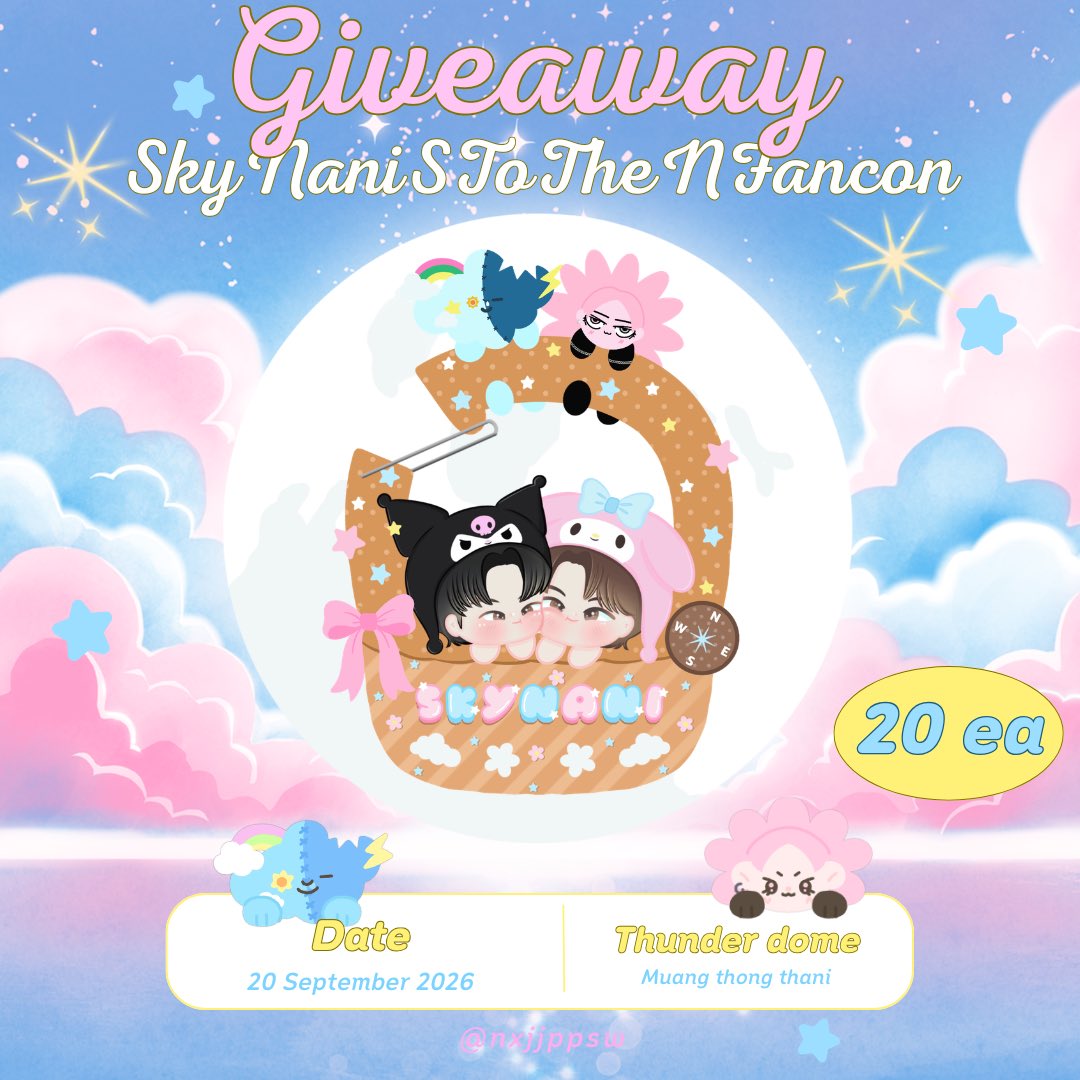 nxjjppsw's tweet photo. ˖ ☆ Giveaway ☆ ˖ ࣪  
#SkyNaniSToTheNFancon

(ヽ    (ヽ 
꒰ ⸝⸝´ ˆ `⸝⸝ ꒱  
( ⊃🍰⊂ )  

- carabiner 20 ea 

Date : 20 September , Thunder Dome  

☆・*。rt &amp; show this tweet ⋆｡✩  

#SkyNani #สกายนานิ https://t.co/SeGti4h0SX