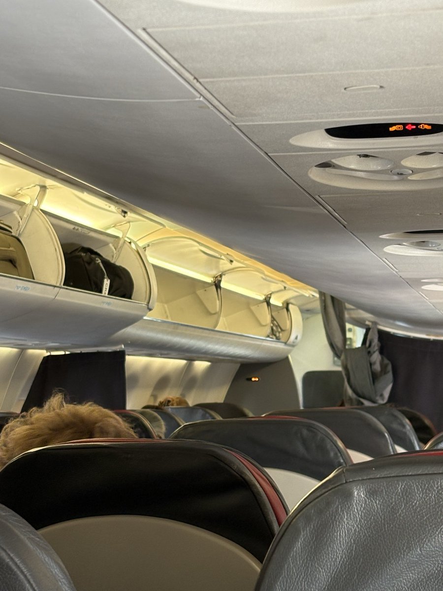 cheeseboii007's tweet photo. Gate agent made me check my bag because there’s no overhead space left on plane. Get on plane and almost all of the overhead storage is available so I ask if I can bring my bag on. Flight attendants double down and say nope there’s no more space it’s all full😂 @AmericanAir https://t.co/N3dlmbjwyI