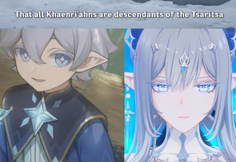 Minsleif's tweet photo. The implications of this are INSANE btw. If the Tsaritsa truly was the lover of the Third Descender, Saarelainen, and the Khaenri’ahns descended from their children, then the people of Khaenri’ah carry the blood of a Descender within their lineage. That could explain why Celestia wanted to destroy Khaenri'ah. They potentially carried the blood or powers of a being capable of going up against another Descender, the Heavenly Principles themselves...