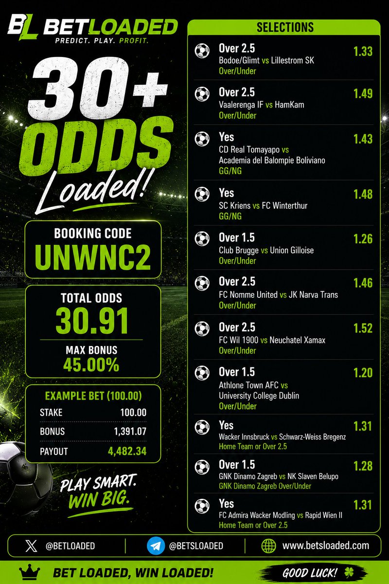 betloaded's tweet photo. UNWNC2

🔥 30+ Odds Loaded! ⚽ https://t.co/xBy43MVybn