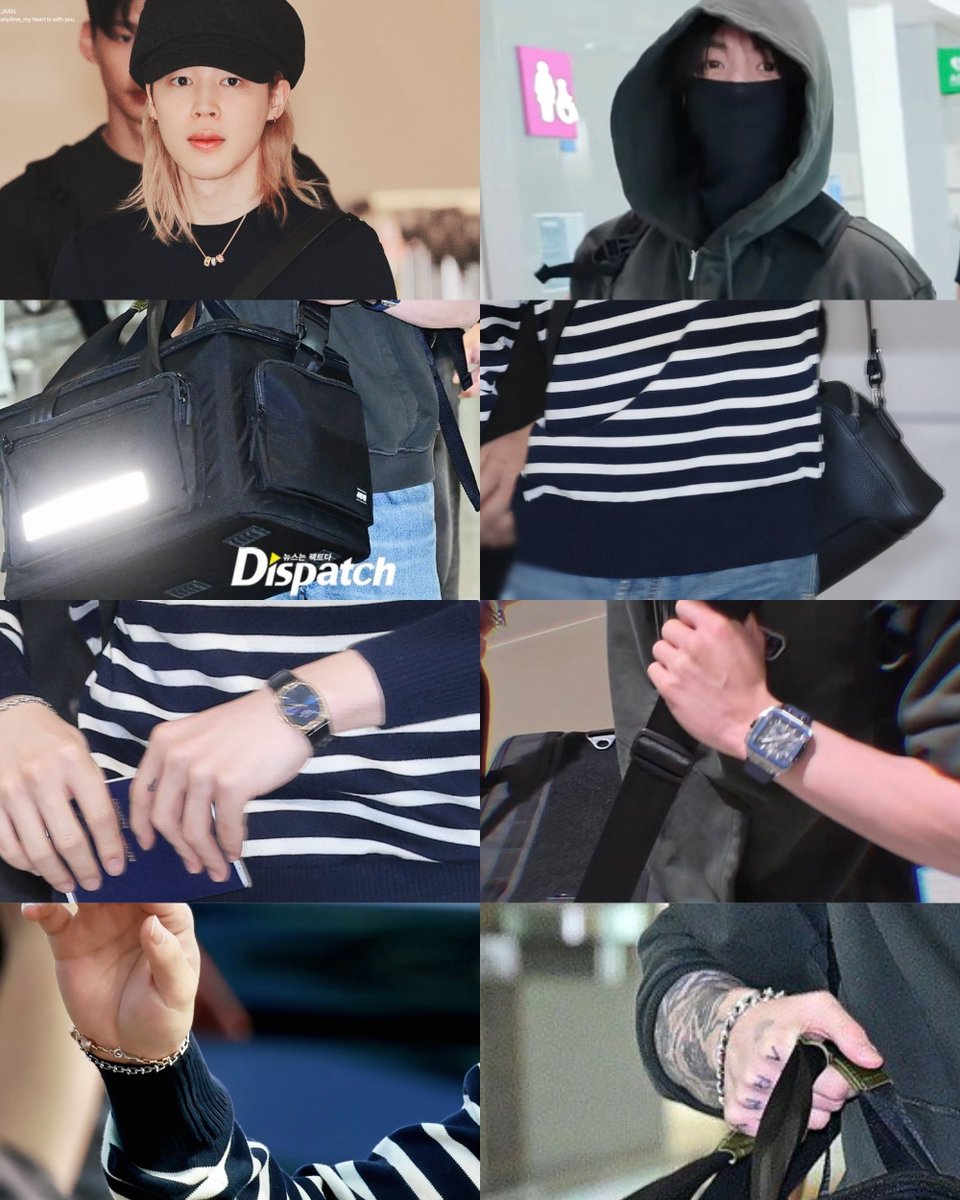 jiko__oki's tweet photo. my favorite dynamic is jimin who gets small, neat tattoos all over his body, delicate jewelry, and a tiny shoulder bag

and jungkook who fills one arm completely with heavy sleeve ink, rocking piercings, wearing all-black, massive jewelry, carrying oversized bags and backpacks https://t.co/ikMwrqCvBa