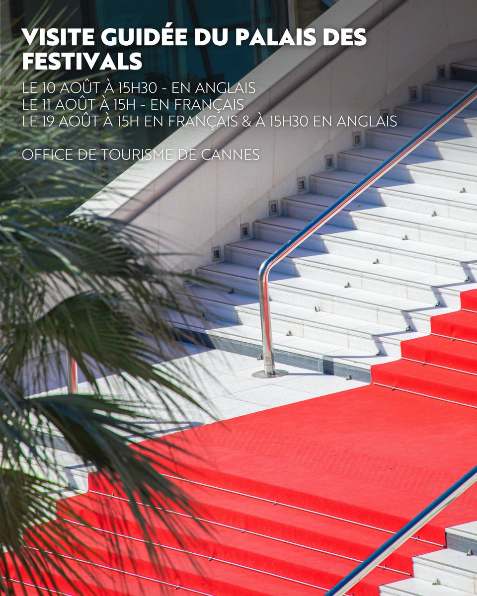 Cannes_France's tweet photo. Que faire à Cannes en août ? ☀️🌊

En août, Cannes vibre au rythme de l’été entre culture, musique, patrimoine et soirées festives ! Voici les rendez-vous à ne pas manquer 👇

🎨 1er août : Visite guidée de la Villa Domergue et de ses magnifiques jardins Art déco avec vue sur la baie de Cannes.

🎭 1er, 2, 16, 23 & 30 août : Le Bal des Fous revient à la Terrasse Riviera avec cinq soirées costumées aux univers uniques : Copacabana, Bal Rose, Coquillages & Crustacés, Jungle et Impérial.

🎶 Du 7 au 9 août : Les Plages Électroniques célèbrent leur 20ᵉ édition avec trois jours de musique électro face à la Méditerranée.

🎆 Les 4, 15 & 24 août : le Festival d’Art Pyrotechnique illuminera la baie de Cannes avec des spectacles mêlant musique, créativité et émotions.

🏛️ Les 10, 11 & 19 août : découvrez les coulisses du Palais des Festivals lors d’une visite guidée exceptionnelle.

🌙 Jusqu’au 27 août : flânez dans Les Nocturnes Cannoises, les marchés nocturnes de l’Esplanade Pantiero, de La Bocca et du boulevard Jean Hibert.

🎺 Tous les jeudis d’août : Les Jeudis du Suquet animent le quartier historique avec concerts, fanfares et spectacles de rue.

🚶‍♀️ La Croisette se dévoile : une visite guidée pour découvrir l’histoire et les secrets de l’avenue la plus célèbre de Cannes.

🏰 Les 29 & 30 août : Les Journées du Masque de Fer proposent parades, traversée vers l’île Sainte-Marguerite, conférences et spectacle inédit au Fort Royal.

Retrouvez tout l’agenda des événements et préparez votre été à Cannes sur :
🔗 https://t.co/O9e1cYn2C0 

#Cannes #QueFaireACannes #ÉtéÀCannes #CannesFrance #SortirACannes #CotedAzur #AgendaCannes #Été2026