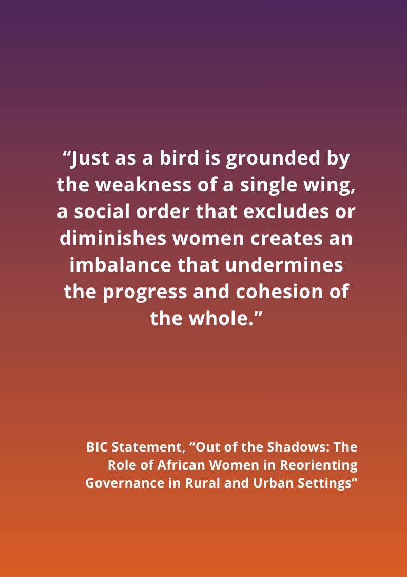 BahaiBIC's tweet photo. To mark Pan-African Women’s Day, the BIC Addis Ababa Office has released a new statement: "Out of the Shadows: The Role of African Women in Reorienting Governance in Rural and Urban Settings." 

The statement reflects on the indispensable role of African women in shaping governance and the collective well-being of their communities, calling for a fundamental re-examination of the assumptions that govern human relations.

"...the real task ahead lies in reorienting the structures, processes, and social dynamics through which society organizes itself, so that the capacities of all its members can contribute to collective prosperity."

Drawing from roundtable discussions hosted by our Office and experiences from across the continent, the statement explores how more inclusive patterns of governance can emerge through cooperation, consultation, and collective learning.

Read the full statement here: https://t.co/TQ3ShtA6lZ

#GenderEquality #Governance #Africa #BIC #Agenda2063 #PanAfricanWomensDay