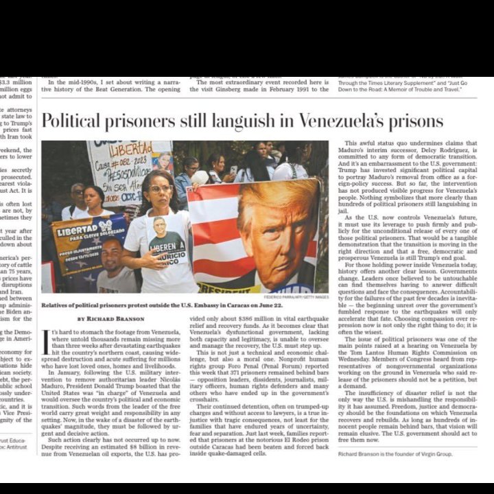 ElGanadorHenry's tweet photo. 🇺🇲🇻🇪🚨TRUMP amanece leyendo

Q el billonario Richard Branson

Escribió una columna en el Washington Post

Dónde afirma que nada ha cambiado en Vzla!

Q la Delcy Rodríguez es una dictadora con presos políticos

Asegura q esto está dañando la reputación de EEUU y de Trump

Bravo 👏 https://t.co/XicMnzSV4m